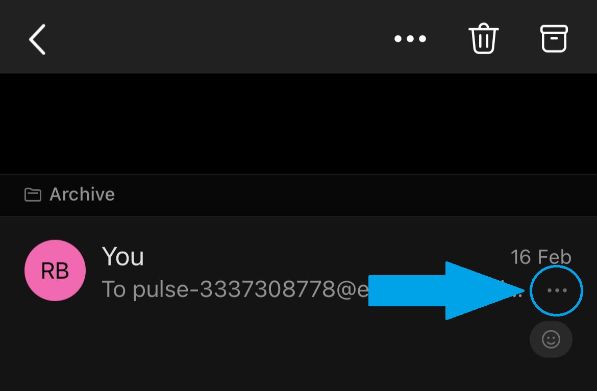 Three-dot menu on a message in Outlook mobile