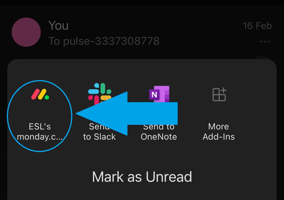 Open the monday.com for Outlook add-in from the menu
